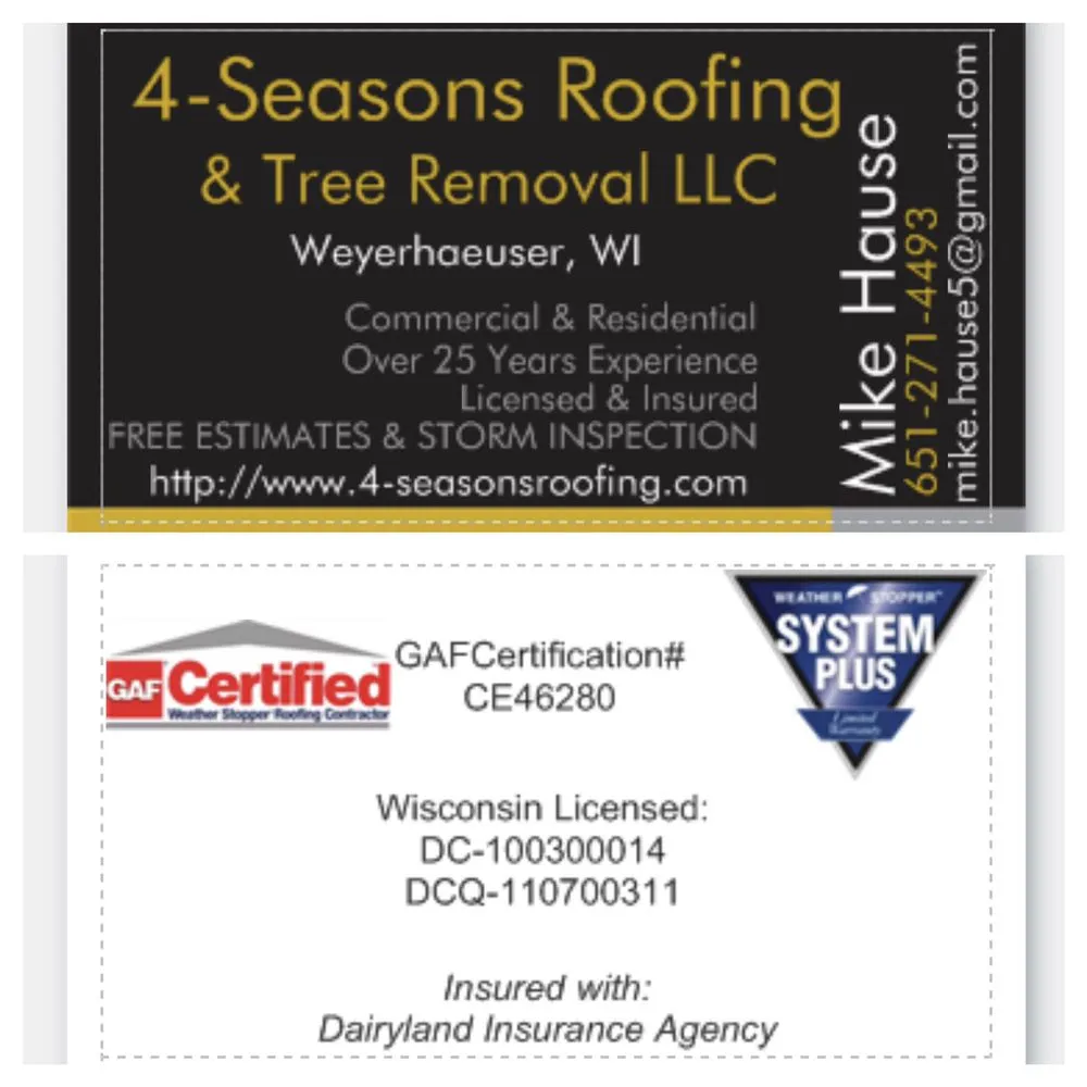 Local roof replacement experts serving Weyerhaeuser, WI - 4 Seasons Roofing & Tree Removal