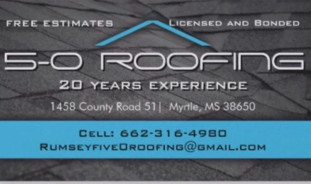 Local roof inspection for homes in Myrtle, MS by 5-0 Roofing