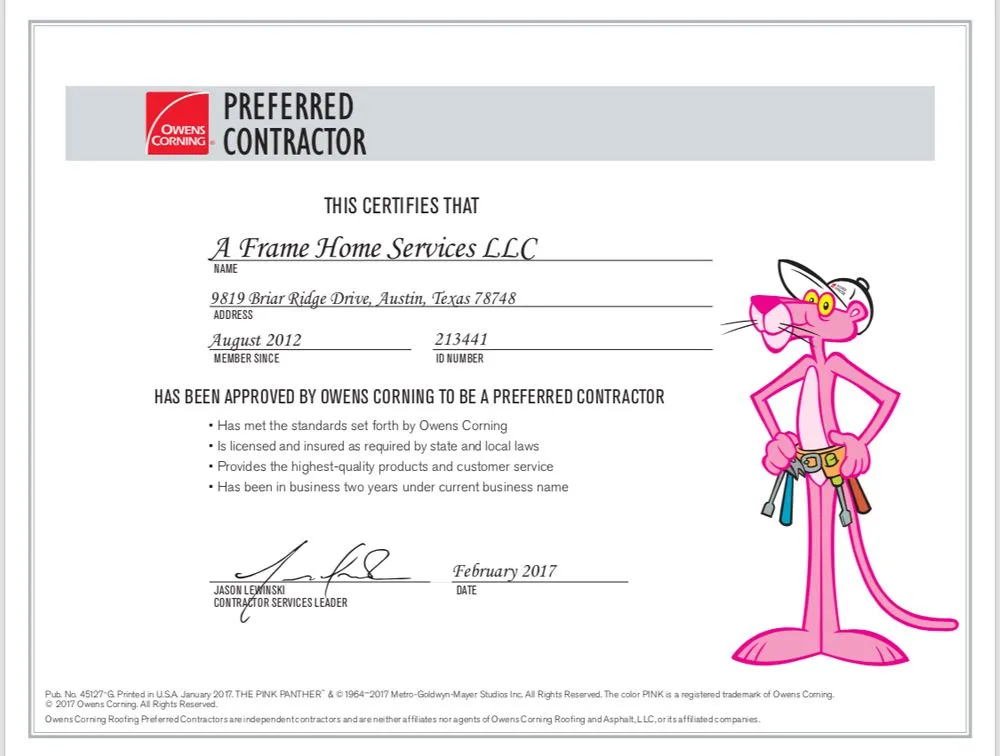 Slide of A Frame Home Services