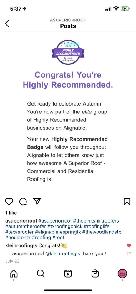Slide of A Superior Roof