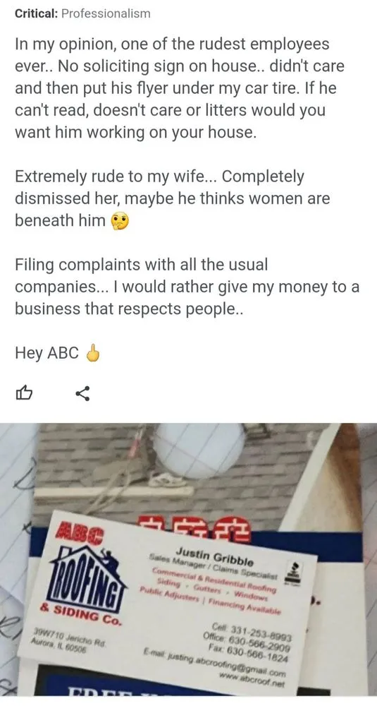 Slide of ABC Roofing & Siding Co