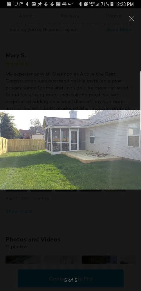 Slide of Above The Rest Construction