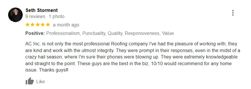 Slide of AC INC. Roofing