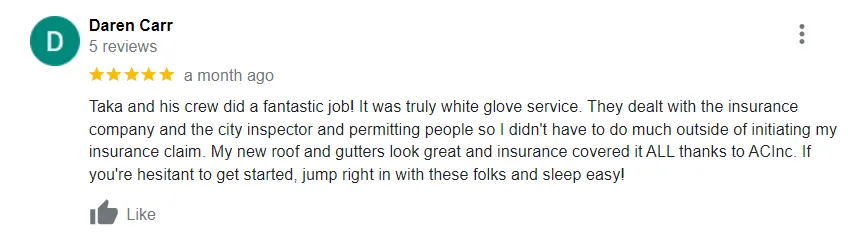 Slide of AC INC. Roofing