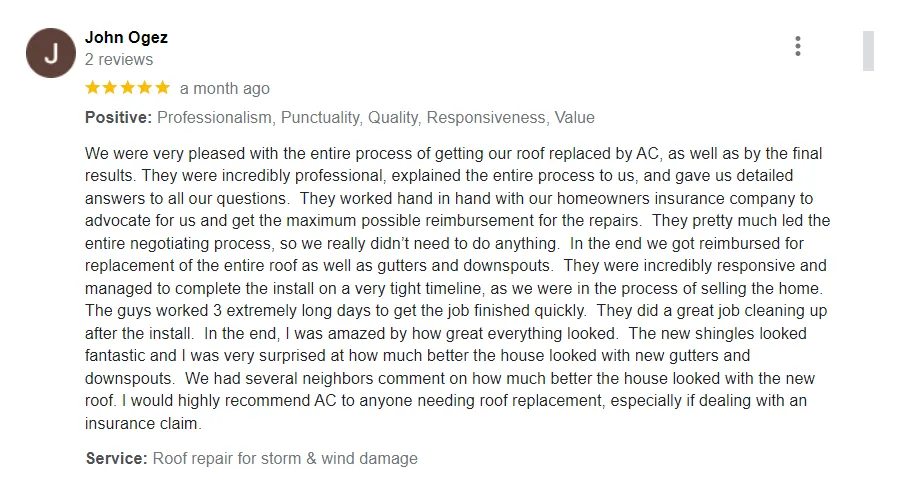 Slide of AC INC. Roofing