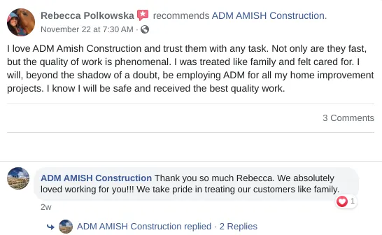 Slide of ADM AMISH Construction