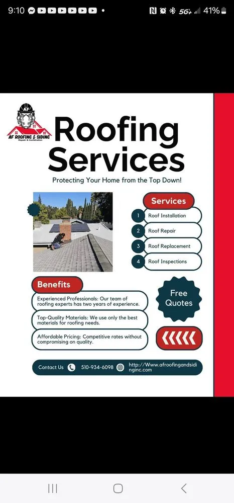 Slide of AF Roofing & Siding