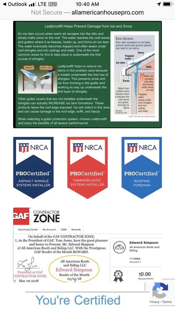 Slide of All American Roofing Contractor