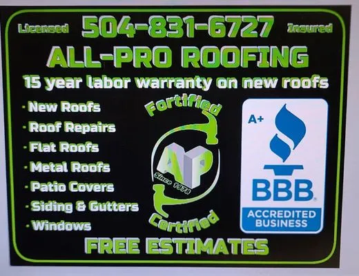 All Pro Roofing Siding & Gutters Logo