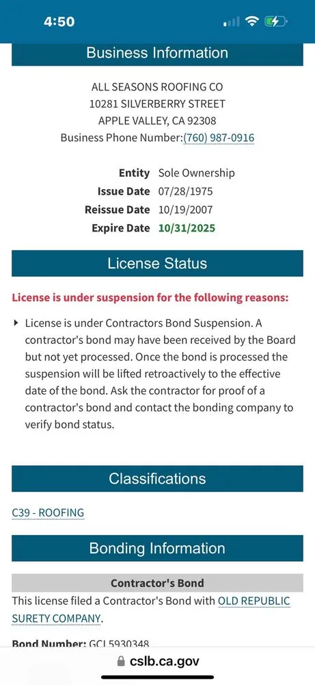 Slide of All Seasons Roofing