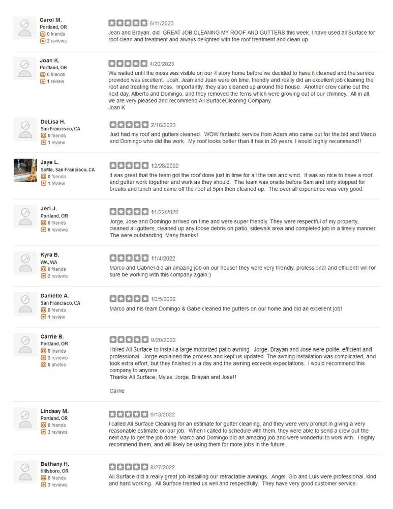 Slide of All Surface Cleaning Company