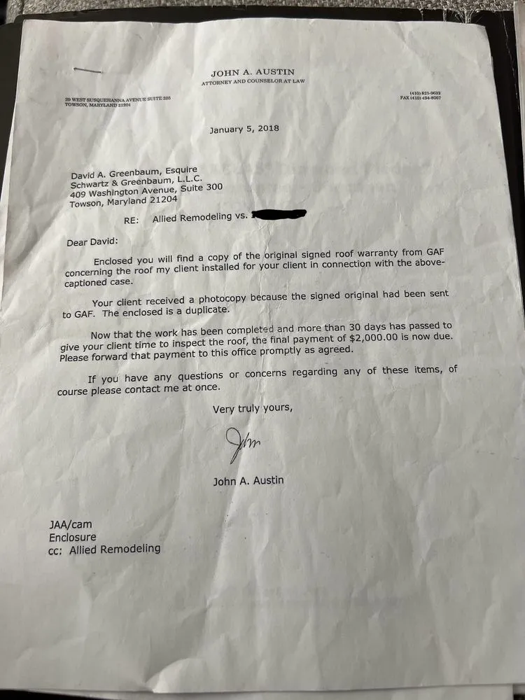 Slide of Allied Remodeling of Central, MD