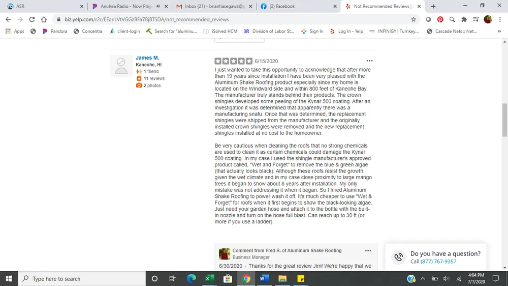 Slide of Aluminum Shake Roofing