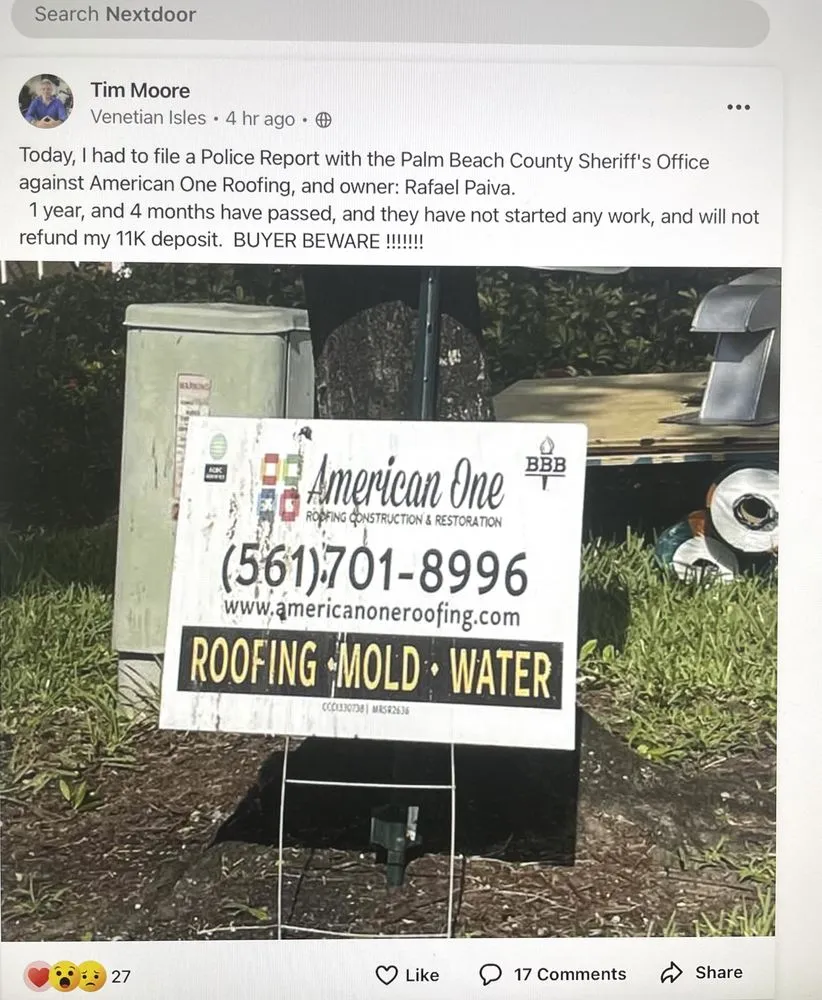 Emergency roof leak repair same-day service across Loxahatchee, FL - American One Roofing