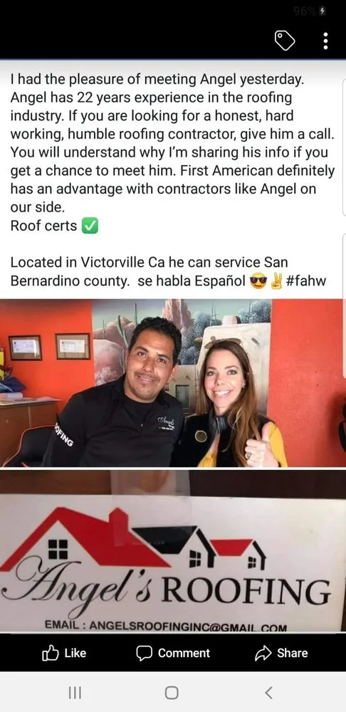 Slide of Angel's Roofing