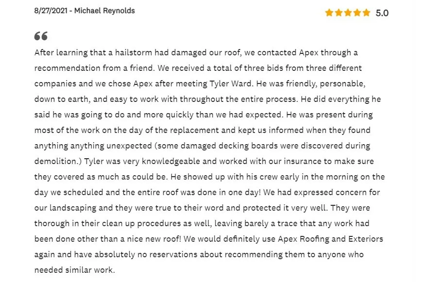 Slide of Apex Roofing and Exteriors