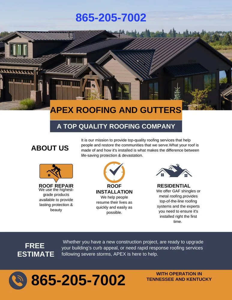 Slide of Apex Roofing and Gutters