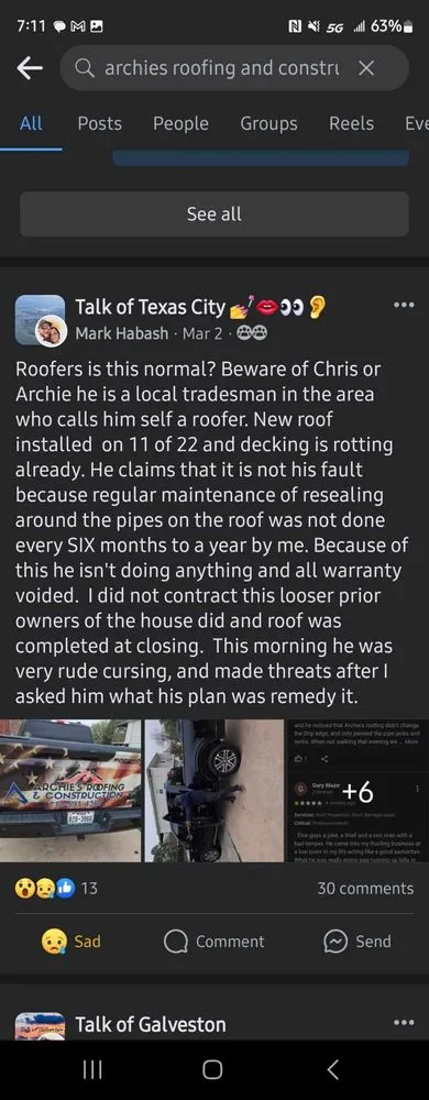 Slide of Archie's Roofing & Construction