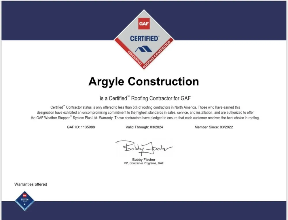 Slide of Argyle Roofing