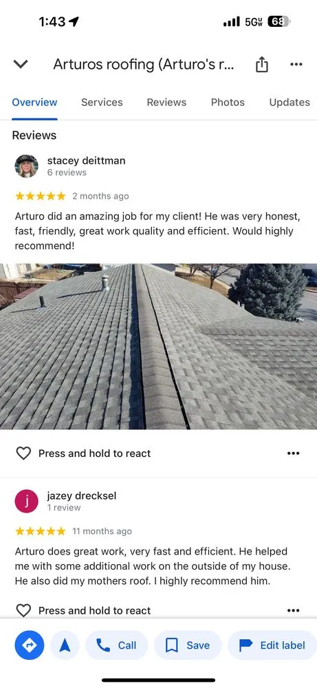 Slide of Arturos Roofing