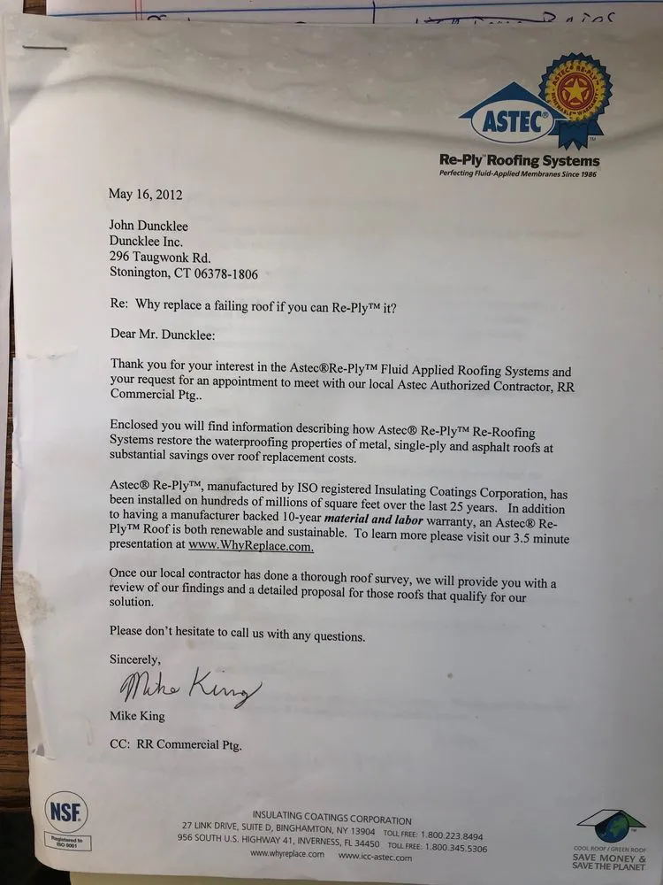 Slide of Astec Re-Ply Roofing