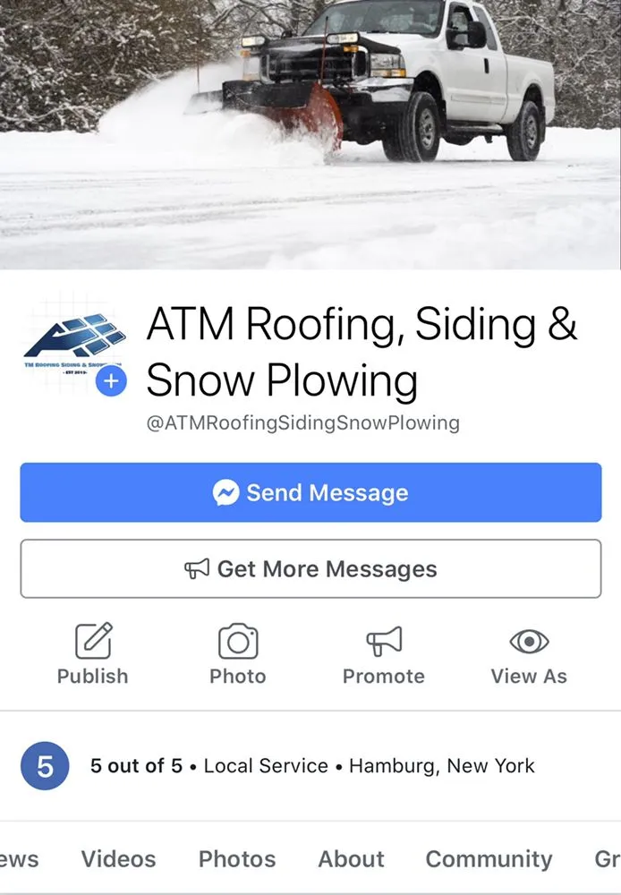 Slide of ATM Roofing Siding & Snow Plowing