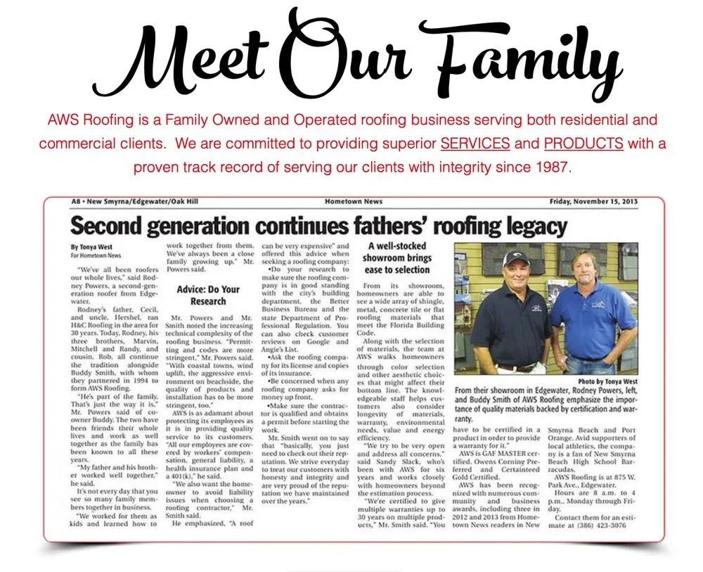 Slide of AWS Roofing Services