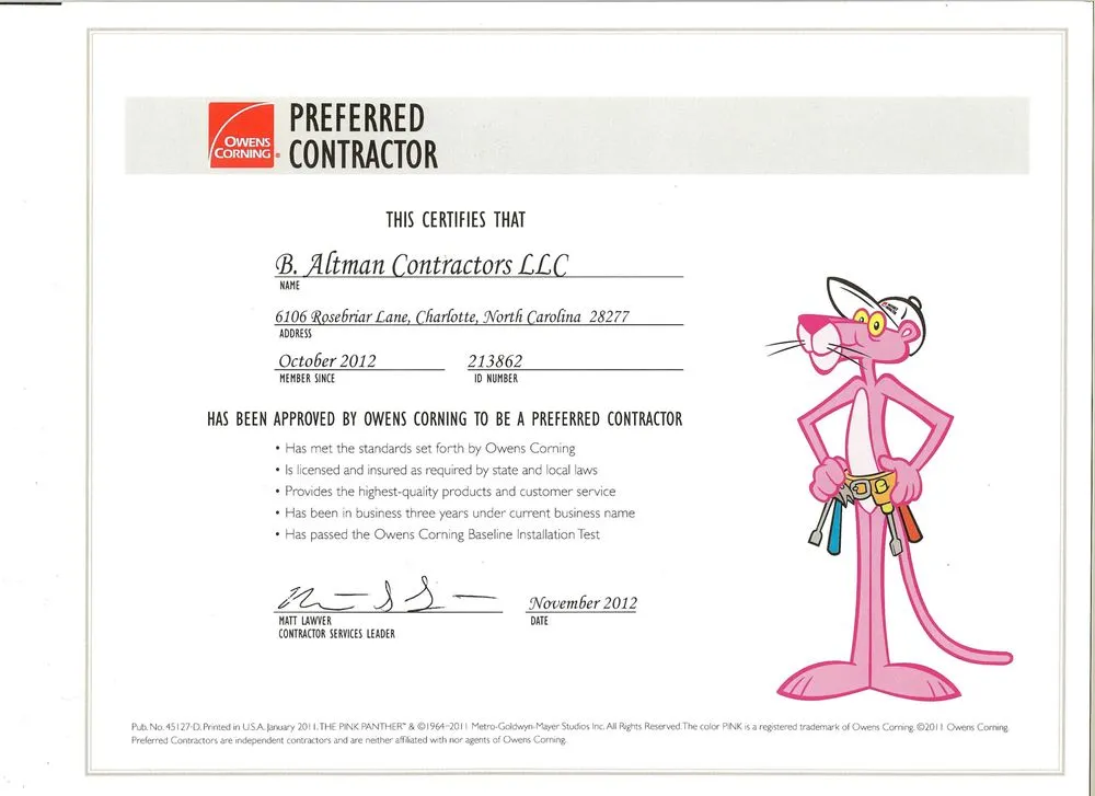 Slide of B Altman Contractors