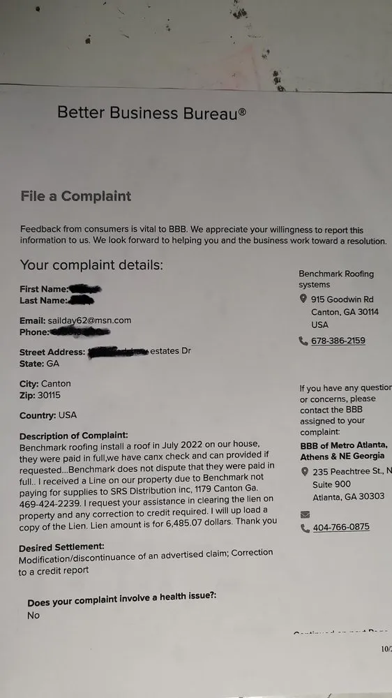 Slide of Benchmark Roofing Systems