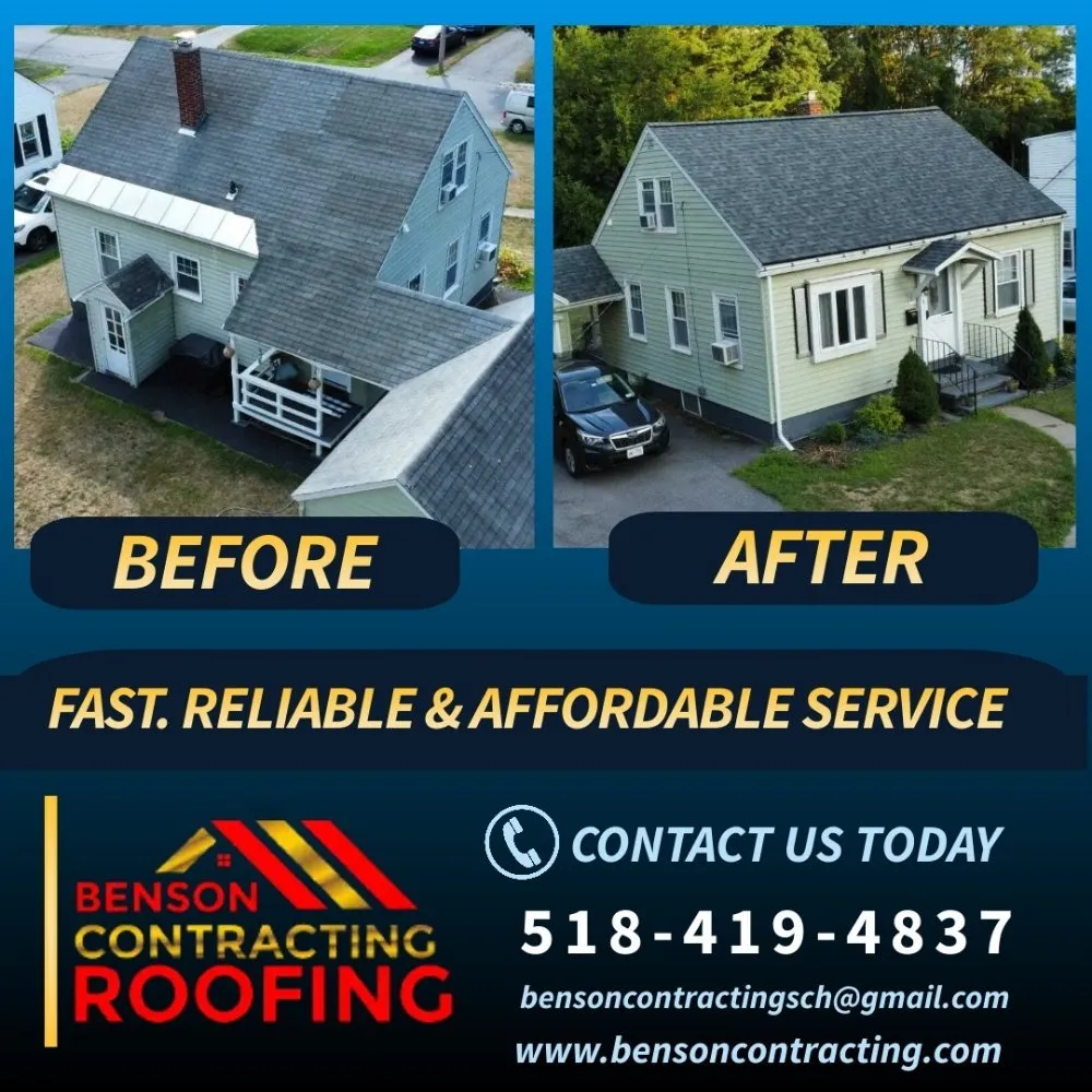 Professional storm damage roof repair experts serving Rexford, NY - Benson Contracting Roofing