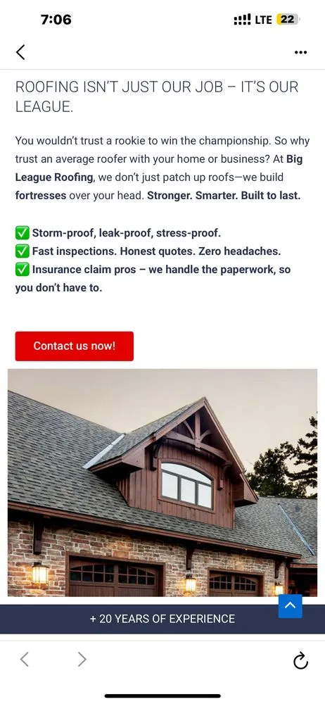 Slide of Big League Roofing