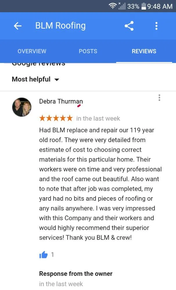 Slide of BLM Roofing