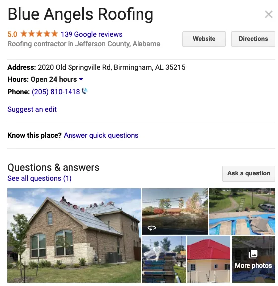 Slide of Blue Angels Roofing