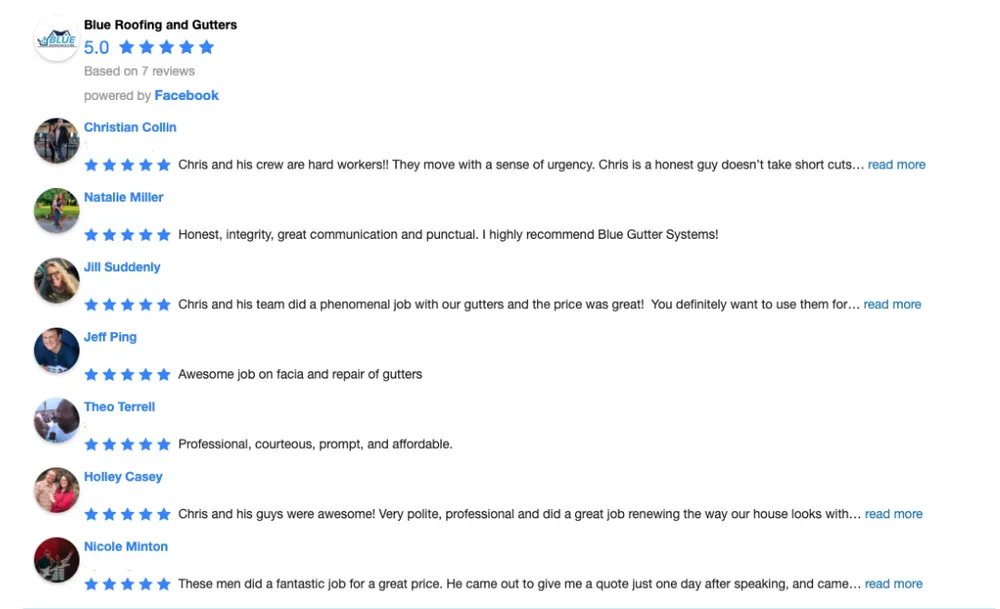 Slide of Blue Roofing and Gutters