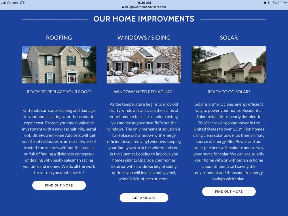 Slide of BluePower Home Advisers