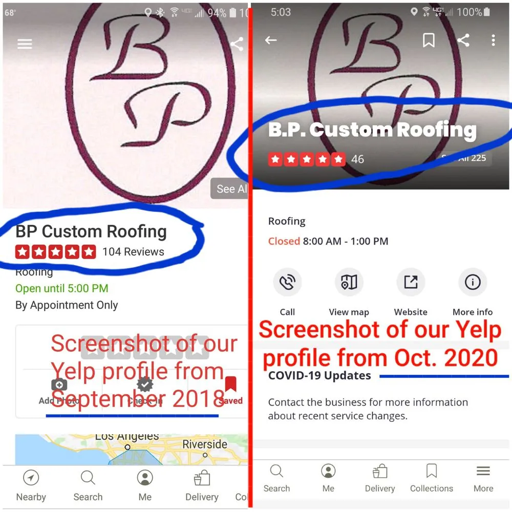 Slide of B.P. Custom Roofing