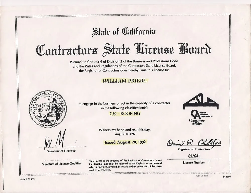 Slide of B.P. Custom Roofing