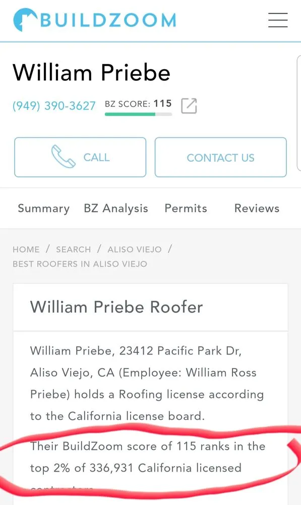 Slide of B.P. Custom Roofing