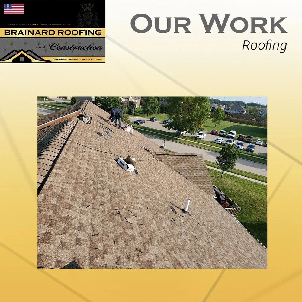 Licensed roof leak repair in Farmersburg, IA by Brainard Roofing Company