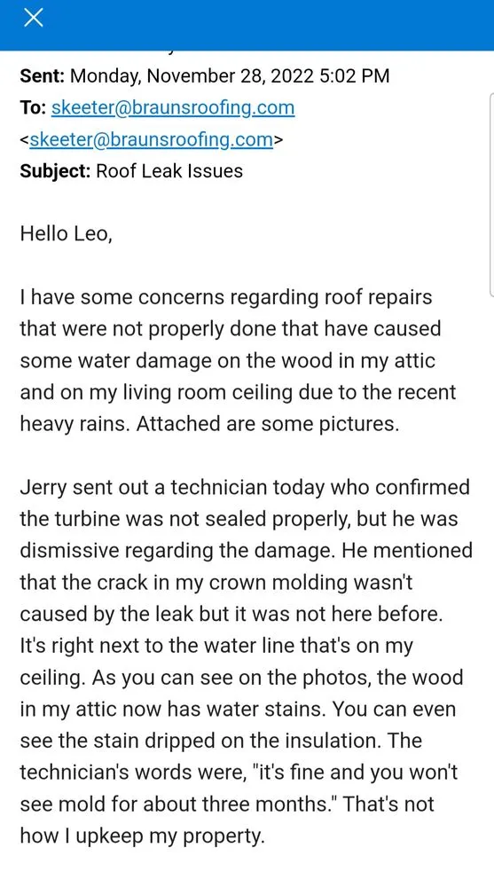 Slide of Braun's Roofing