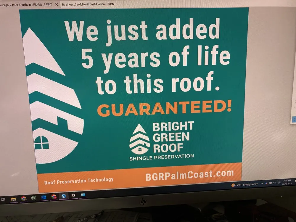 Slide of Bright Green Roof - Palm Coast
