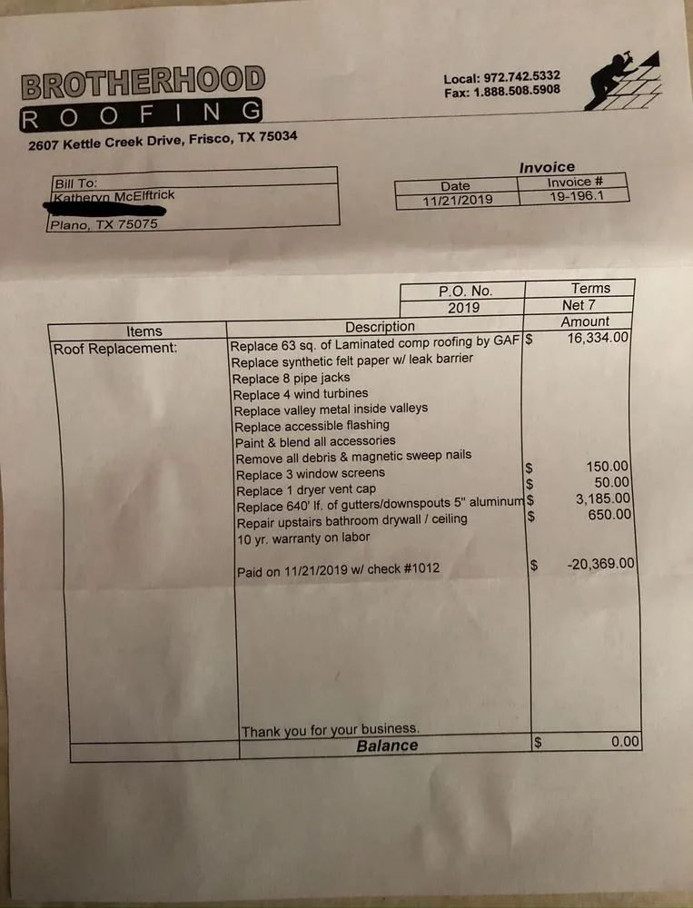 Slide of Brotherhood Roofing