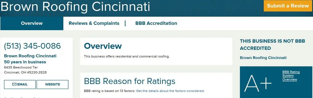 Slide of Brown Roofing Cincinnati