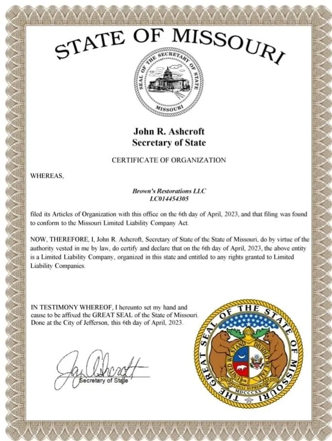 Slide of Brown’s Restorations