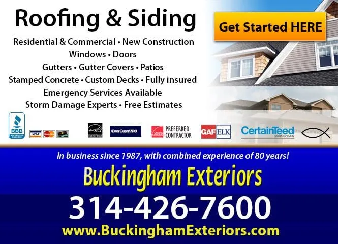 Top-rated roof repair after storm damage in St. Louis, MO by Buckingham Exteriors, Roofing & Siding