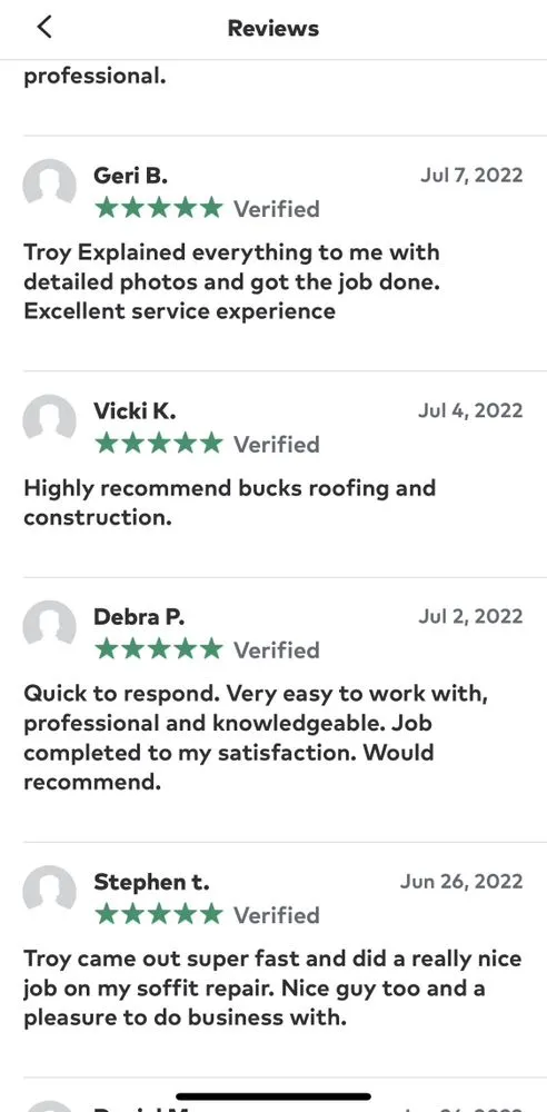 Slide of Bucks Roofing & Construction