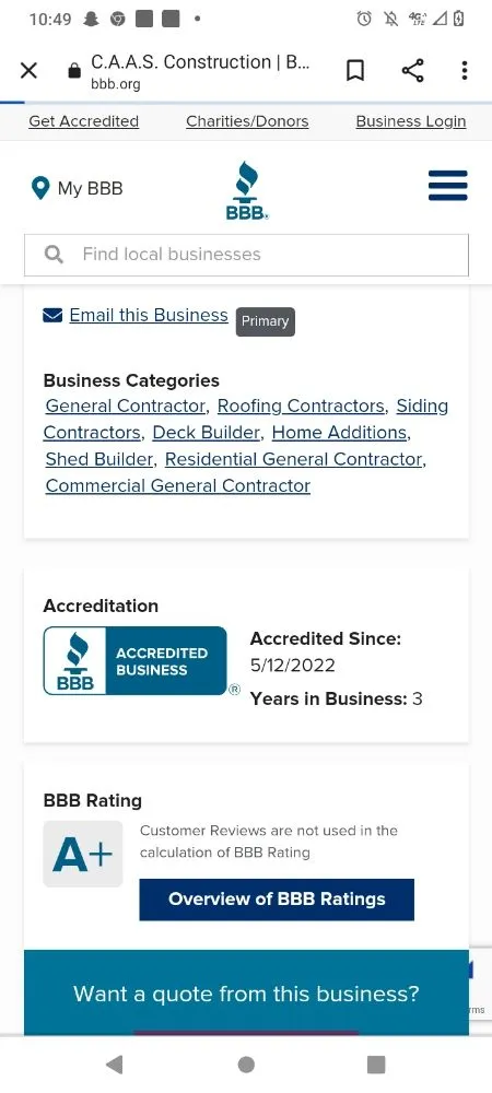 Slide of C A A S Construction