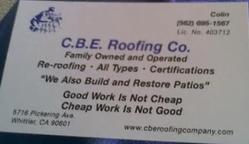 Slide of C B E Roofing