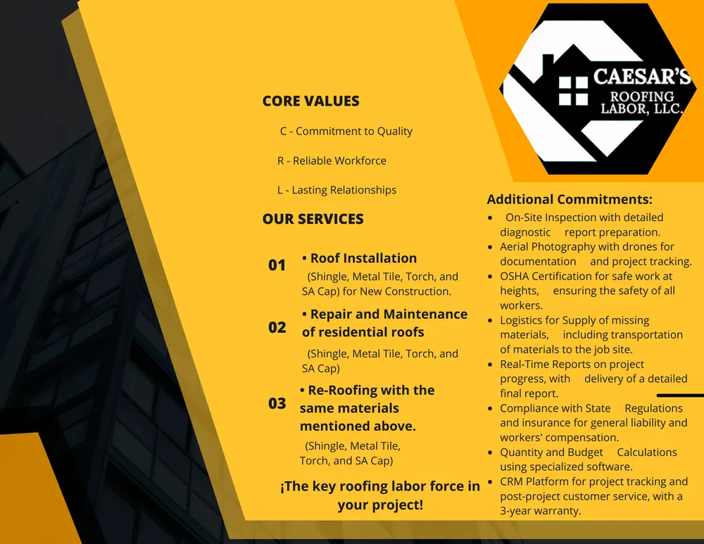 Slide of Caesar's Roofing Labor