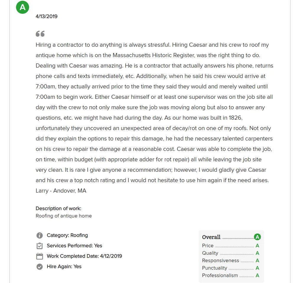 Slide of Caesar's Roofing